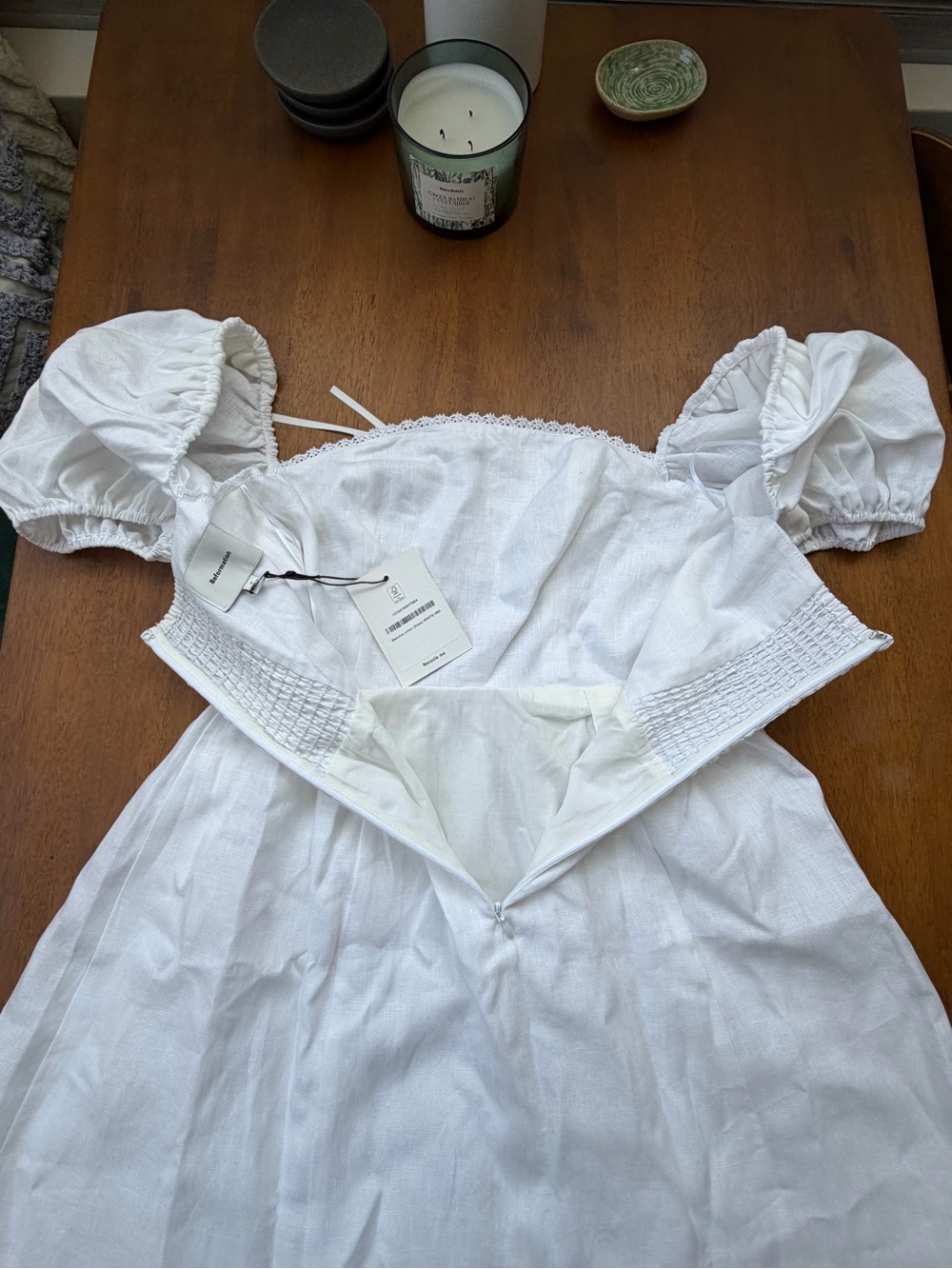 NWT: Reformation Malvina Linen Puff-Sleeve Mini Dress - women’s: Small P - Picture 9 of 16